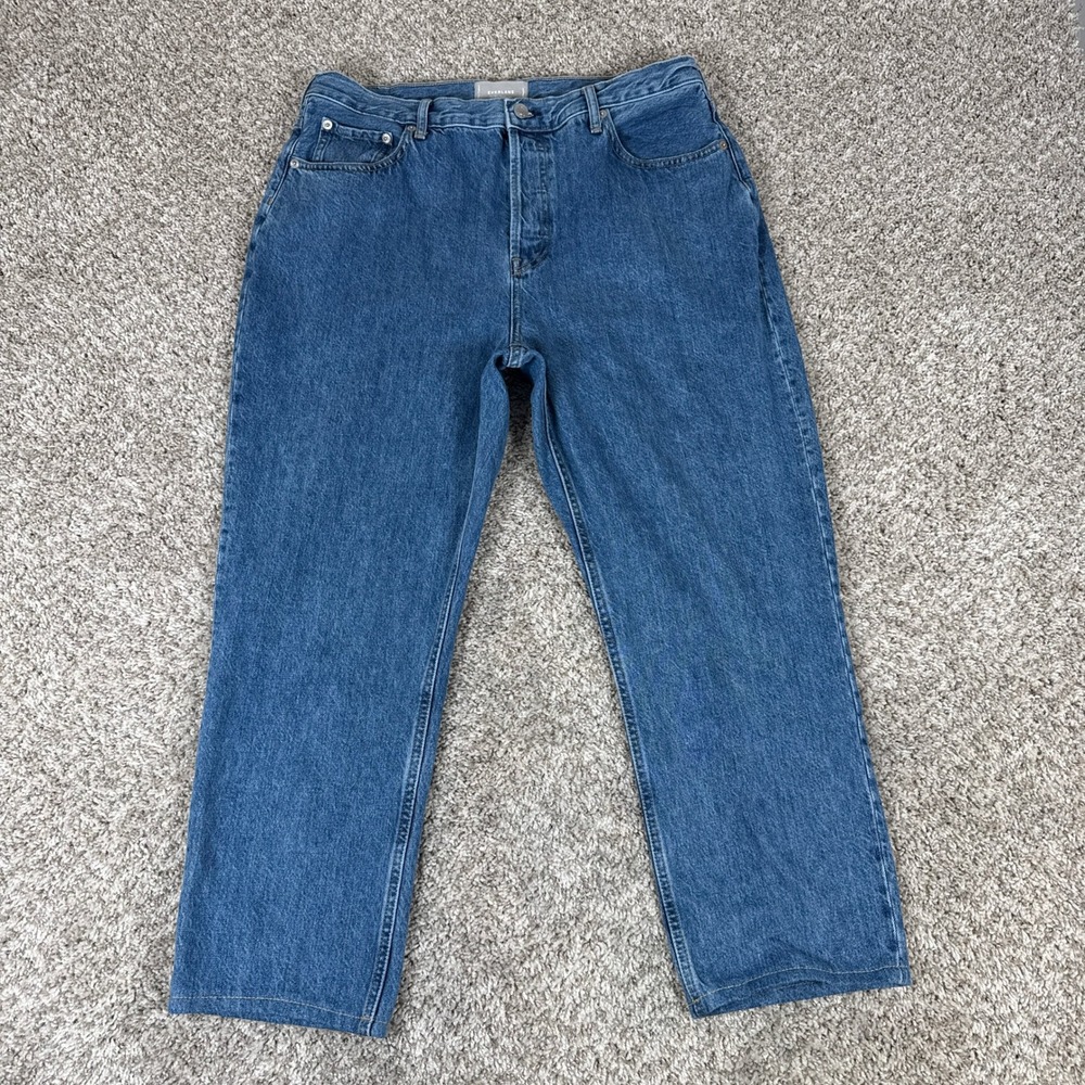 Everlane Jeans Womens 33 Blue The 90s Cheeky High Rise Straight Button Fly 90s - Picture 1 of 9